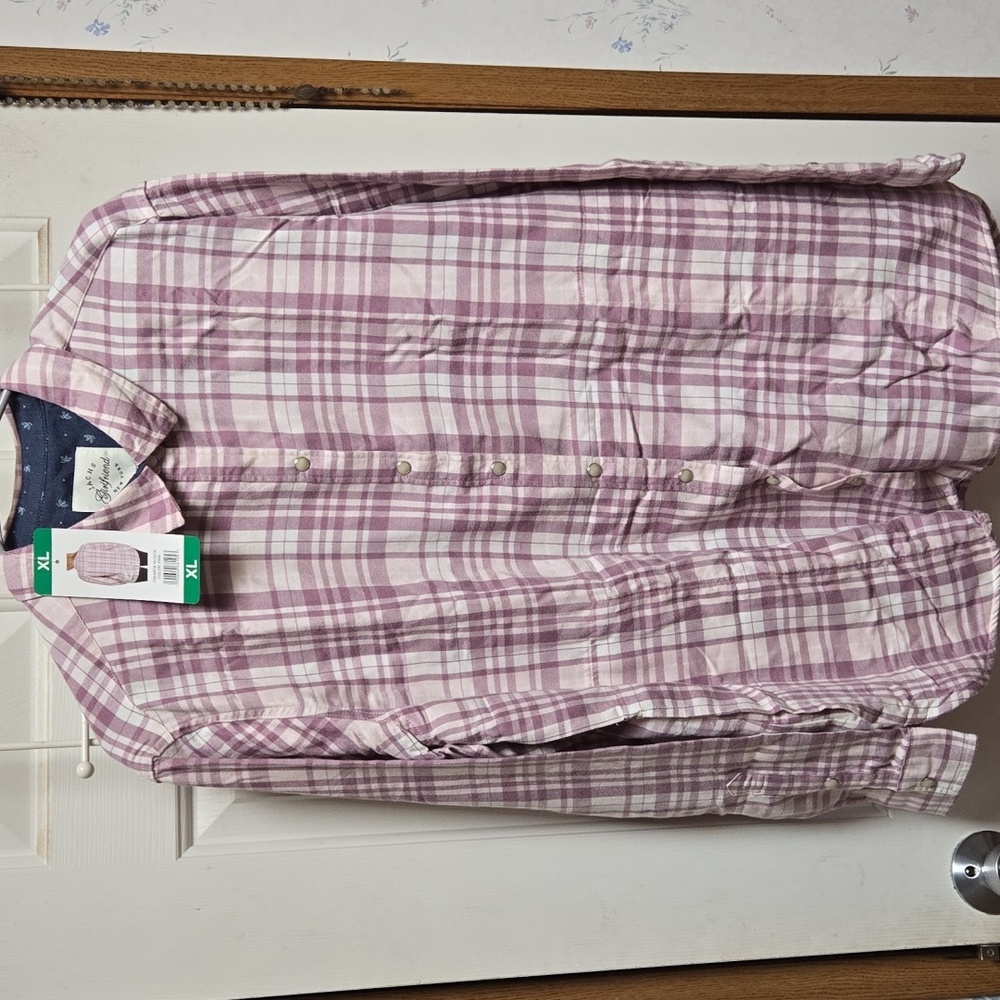 Jachs Girlfriend Plaid Snap Up Shirt With Pockets NWT - Picture 12 of 12